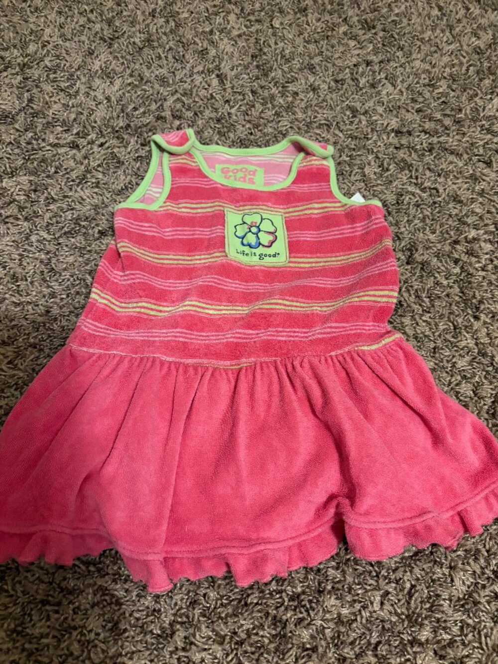 Good Kids By Life Is Good Terrycloth Dress 18-24 Months Sleeveless Pink Green